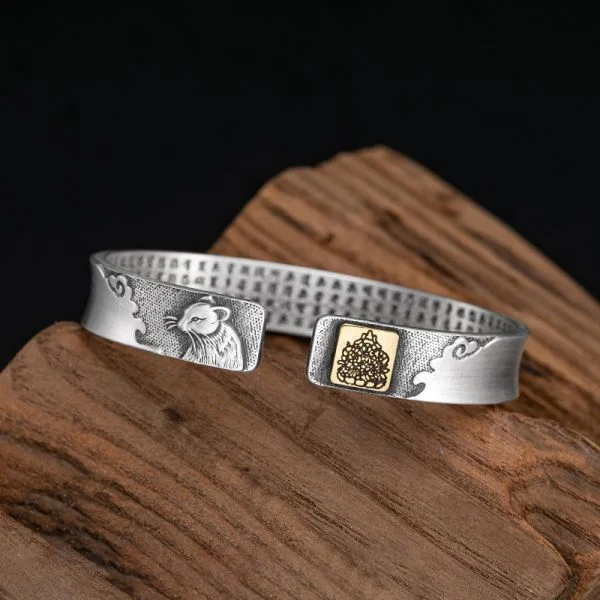 Sterling Silver Six Character Truth Chinese Zodiac Bracelet