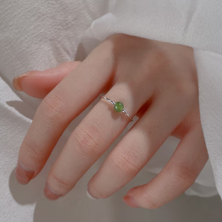 High Standard Huge Saving Chic Hetian Jade Ring for Women – 925 Silver Adjustable Emerald Green Design – Unique Birthday Gift for Girlfriend