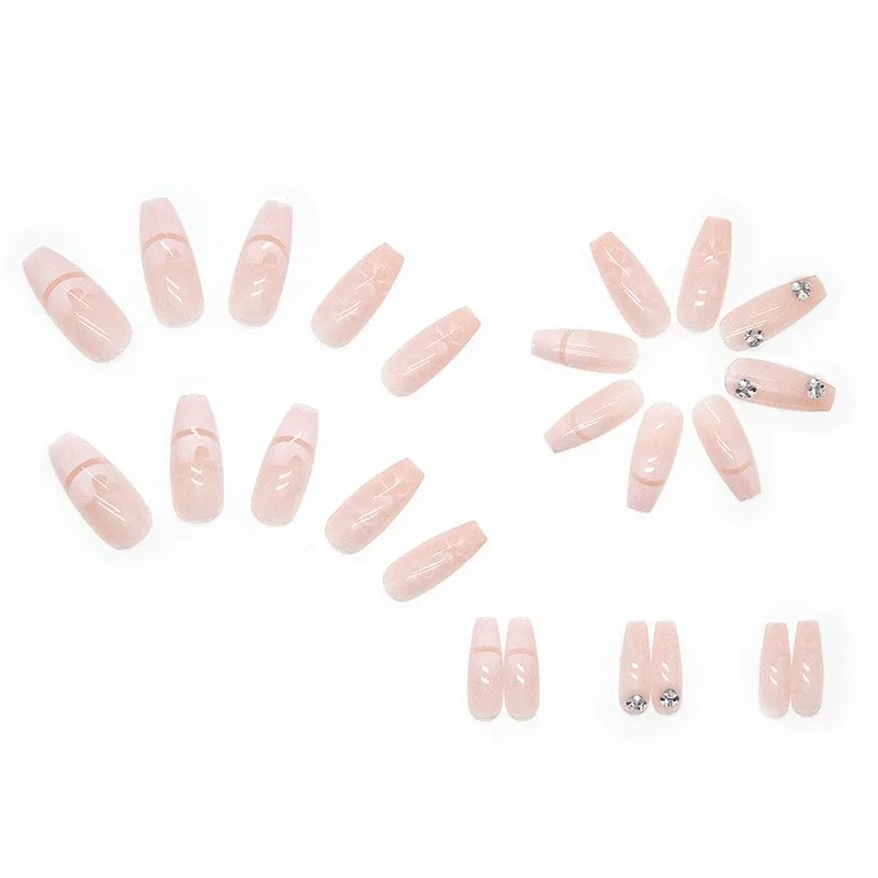 Churchf Nude Coffin Nails Set Press On With Design
