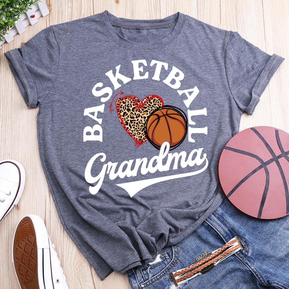 Basketball Grandma Round Neck T-shirt-011855-Guru-buzz