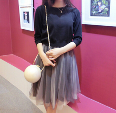 Black/Grey Students Knitting Sweater & Dress Set SP1710806