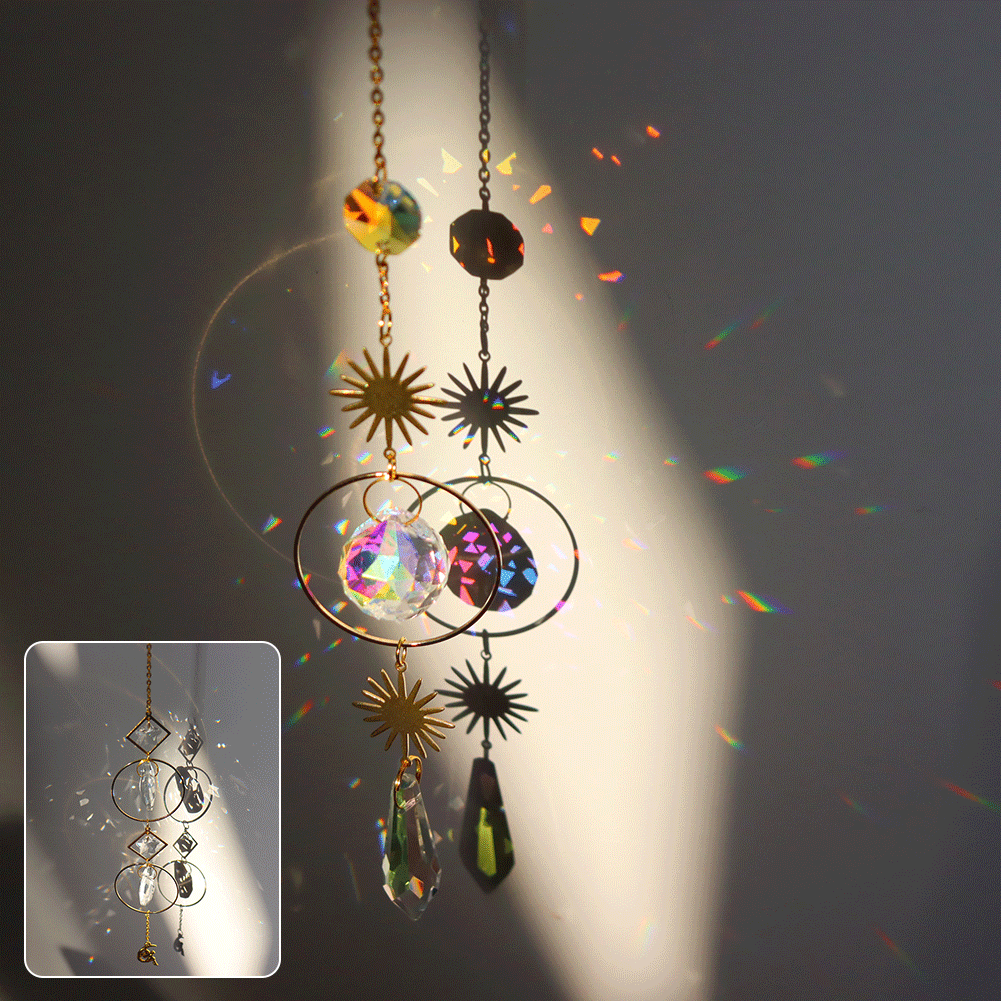 Metal Crystal Rainbow Hanging Sun Crystal Prism Garden Sun Collector Crystal