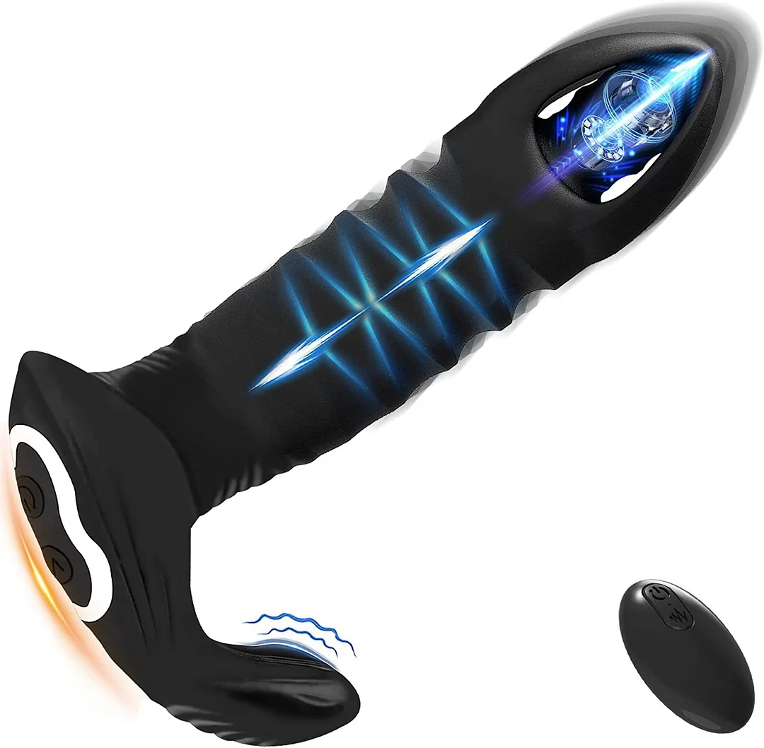 Remote Control Thrusting Anal Butt Plug Vibrator Thrusting Dildo G Spot Clitoris Stimulator - Rose Toy