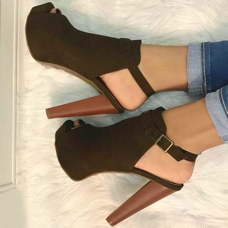 Army Green Chunky Heel Boots Peep Toe Platform Boots Slingback Shoes |FSJ Shoes
