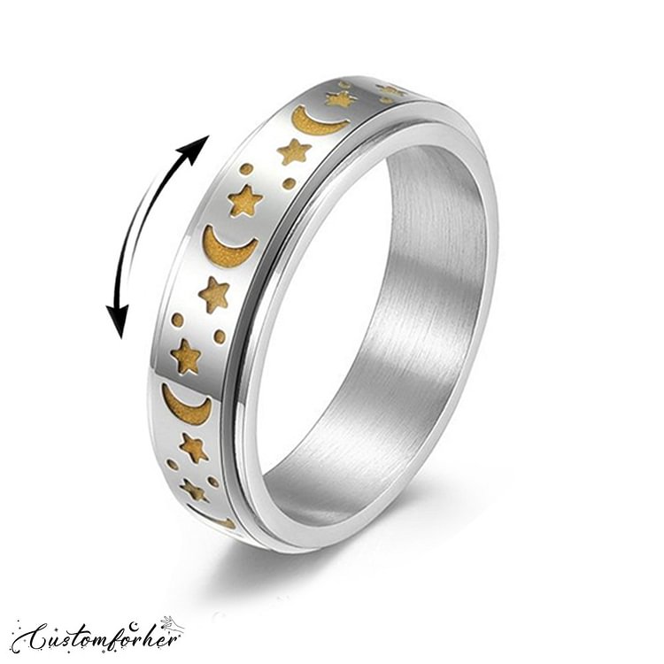 Star Moon Titanium Steel Rotatable Luminous Ring