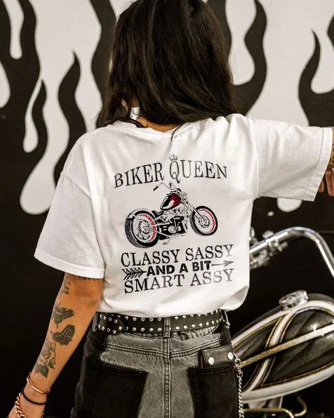 Biker Queen Classy Sassy And A Bit Smart Assy T-shirt - Devcarry