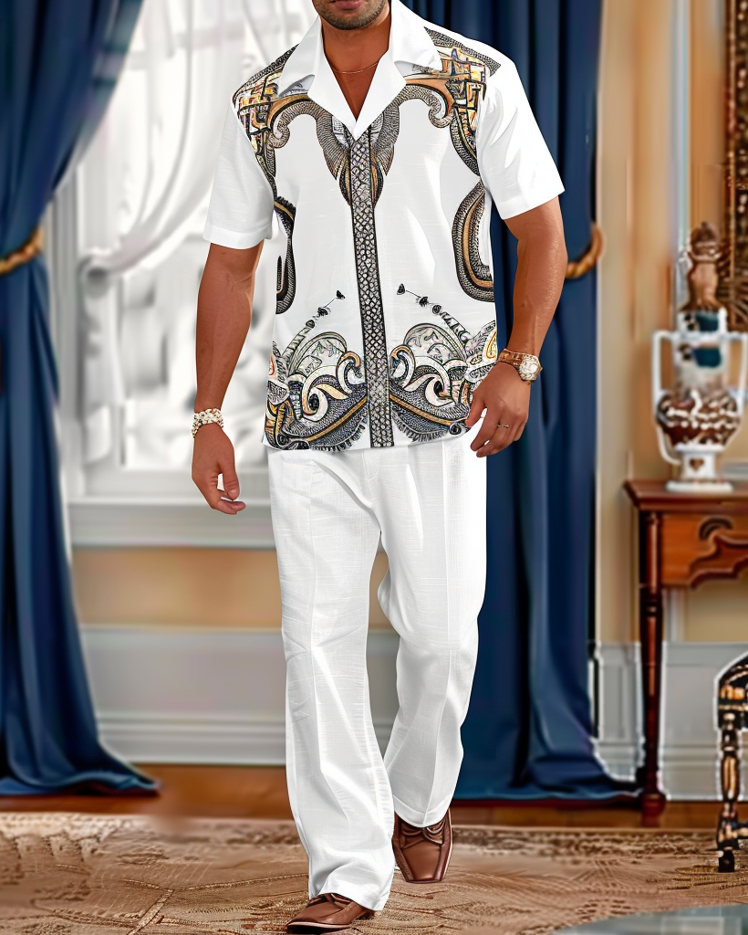 Men's Gorgeous Ethnic Floral Pattern Walking Suit 005