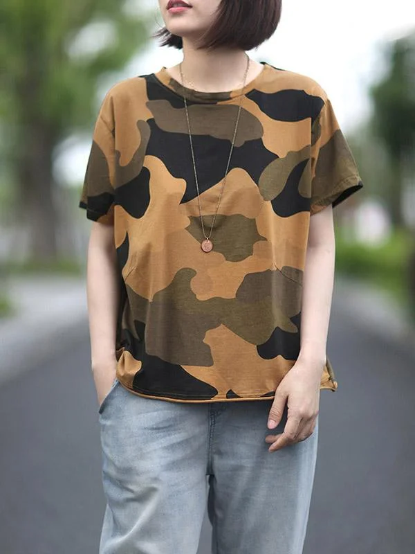 Loose Camouflage Cotton T-Shirts