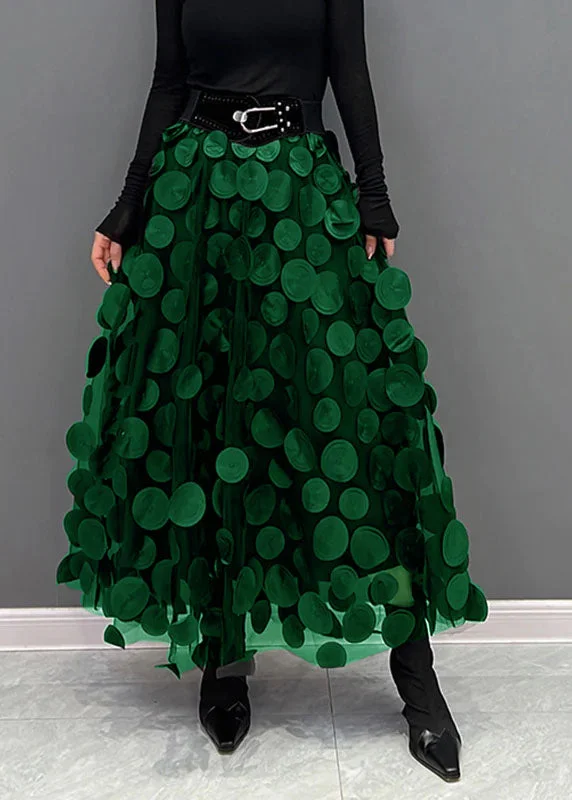 Elegant Black Dot Patchwork Tulle Skirt 