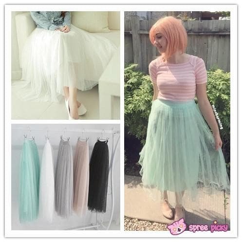 5 colors Grenadine High-Waited Long TUTU Skirt SP140518