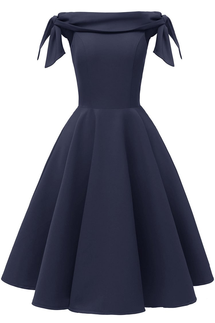 Solid Off-the-shoulder Knotted Prom Dress - Shop Trendy Women's Clothing | LoverChic