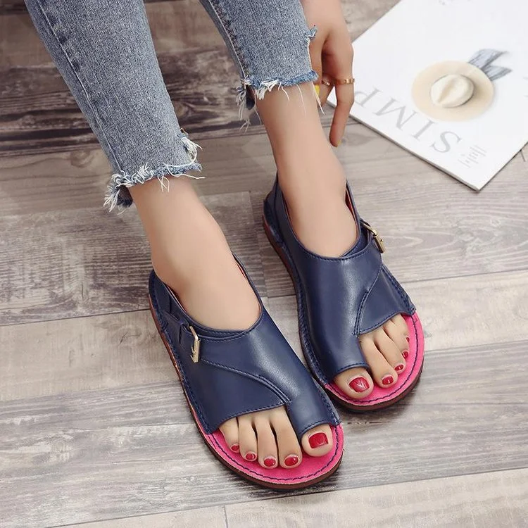 Ladies Casual Flat Sandals Buckle Strap Open Toe Shoes  Stunahome.com