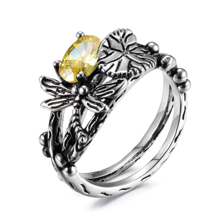 Creative Dragonfly Lotus Ring