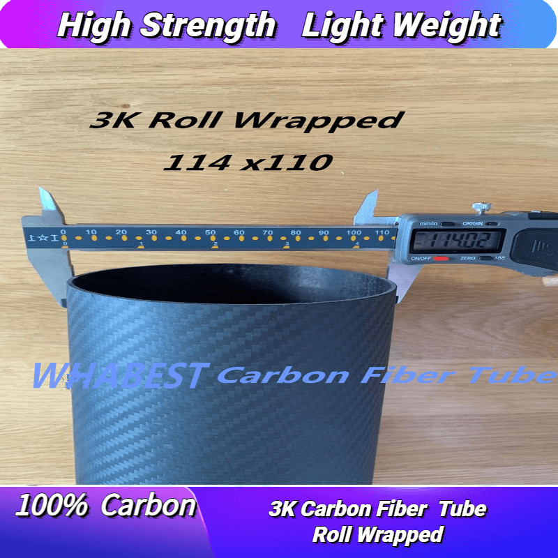 OD 114mm X ID 110mm X 1000MM 100% Roll Wrapped Carbon Fiber Tube 3K /Tubing /Poles 114*110 3K Twill Matte 2.0 Wall