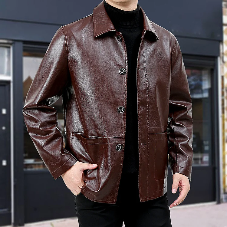 Men's Daily Single Breasted PU Leather Jackets