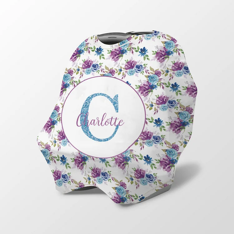 Personalized Baby Name Flower Car Seat Canopy | Canopyl264