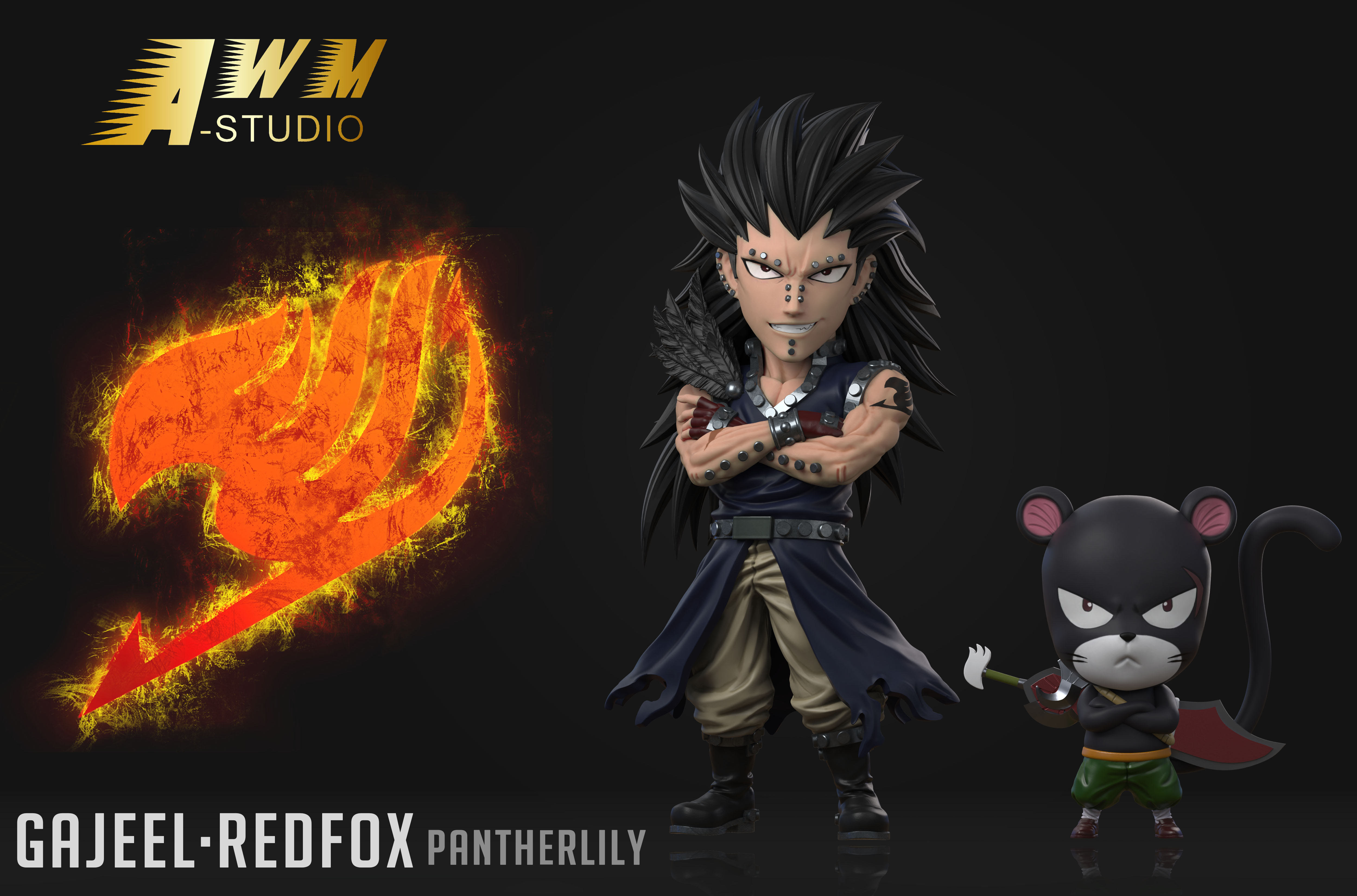 AWM Studio - FAIRY TAIL #7 Gajeel·Redfox & Pantherlily Statue(GK)-