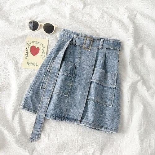 Casual High Waist A-Line Short Denim Jean Skirt SP14907