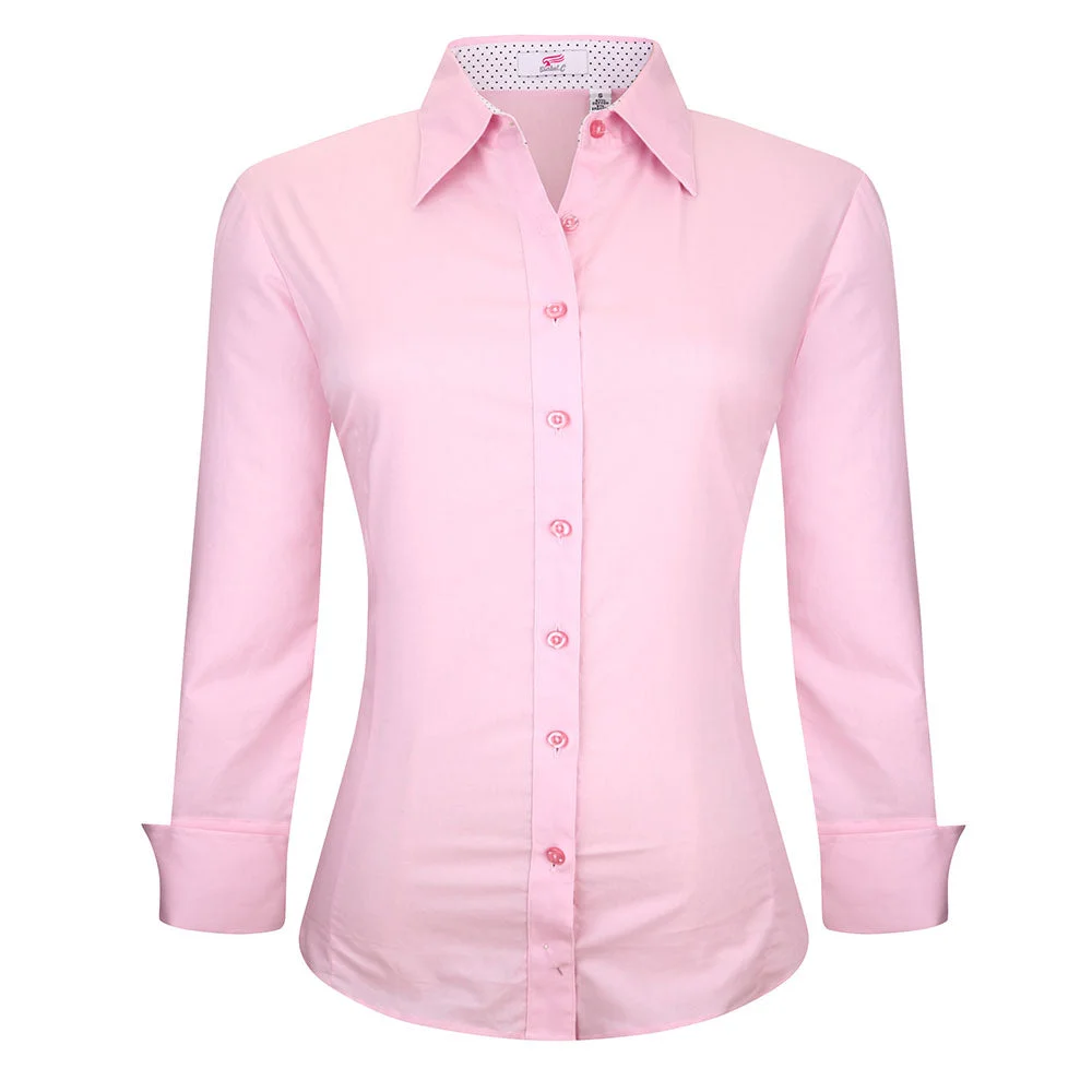 Women's Cotton Stretch Work Shirt Pink