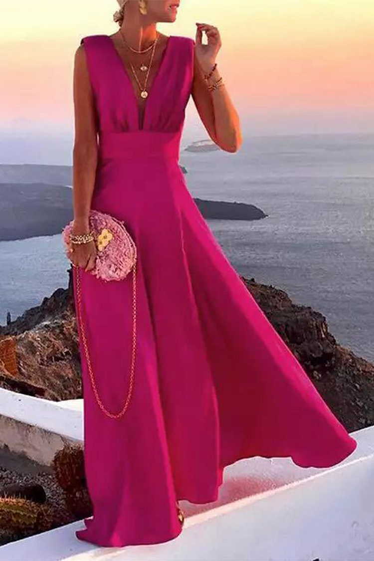 Casual Print Patchwork V Neck Cake Skirt Dresses(3 Colors) - Life is Beautiful for You - SheChoic