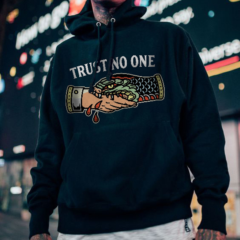 TRUST NO ONE letter print hoodie designer