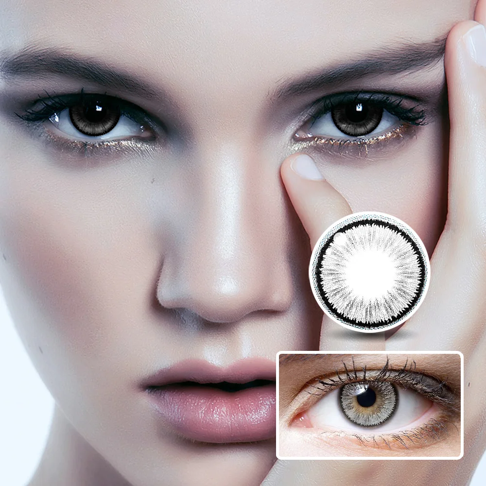 NEBULALENS Summer Fluorescent Gray Yearly Prescription Colored Contact Lenses NEBULALENS