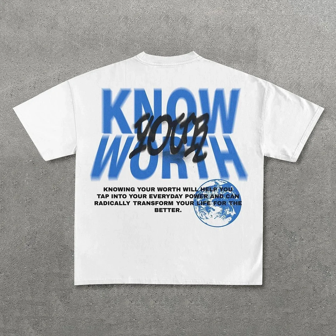 Know Your Worth Printed Men's Oversized T-shirts - Devcarry