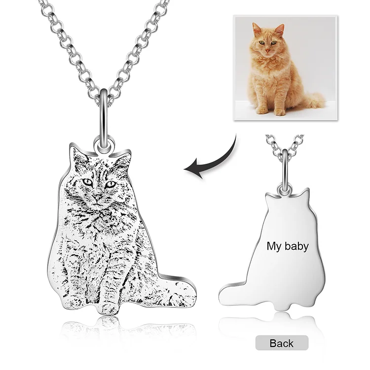 Personalized Pet Photo Necklace Cat Memorial Necklace