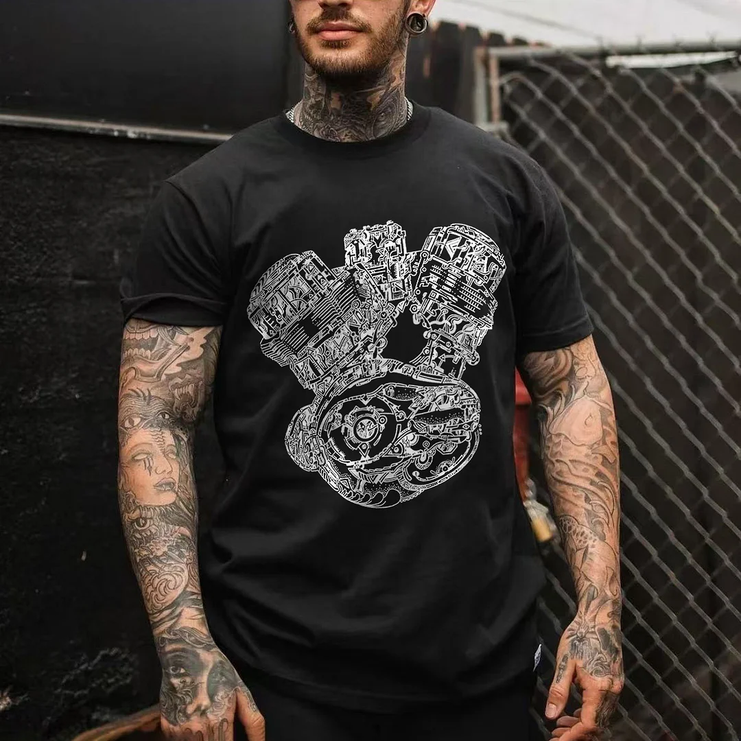 Harley Engine Printed Men's T-shirt - Devcarry