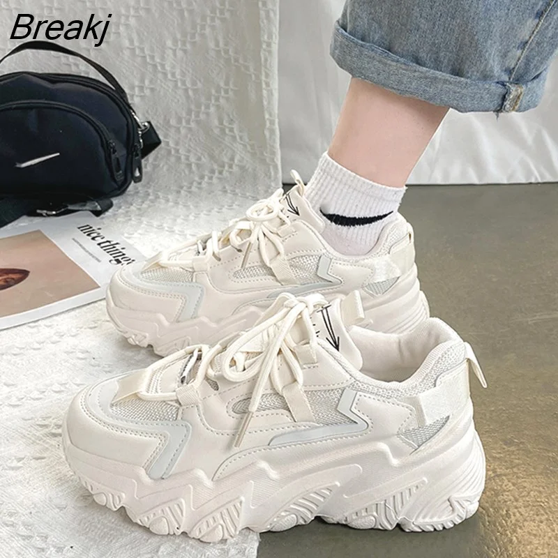 Breakj Women' Sneakers Thick Bottom Platform Vulcanize Casual Chunky Running Shoes for Woman Autumn Winter Female 2023