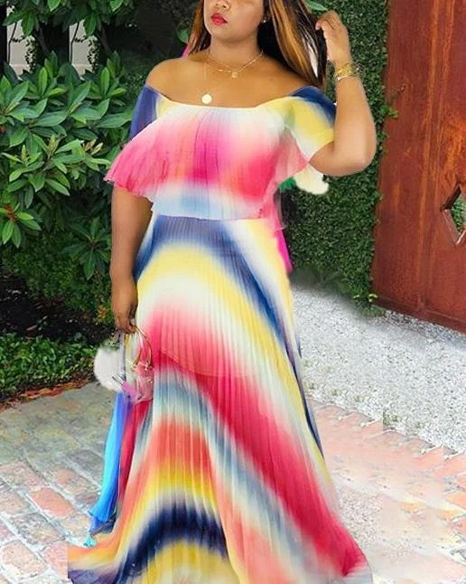 gradient ramp off shoulder summer maxi dress p115388