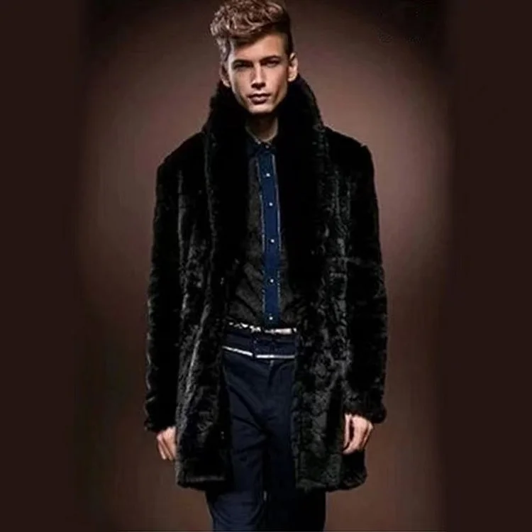 New thick large size men's faux fur casual jacket