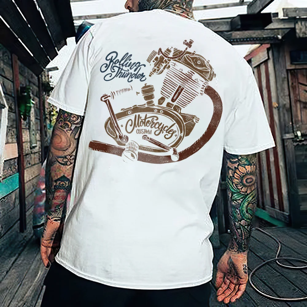 Rolling Thunder Motorcycle Printed Men's T-shirt - Devcarry
