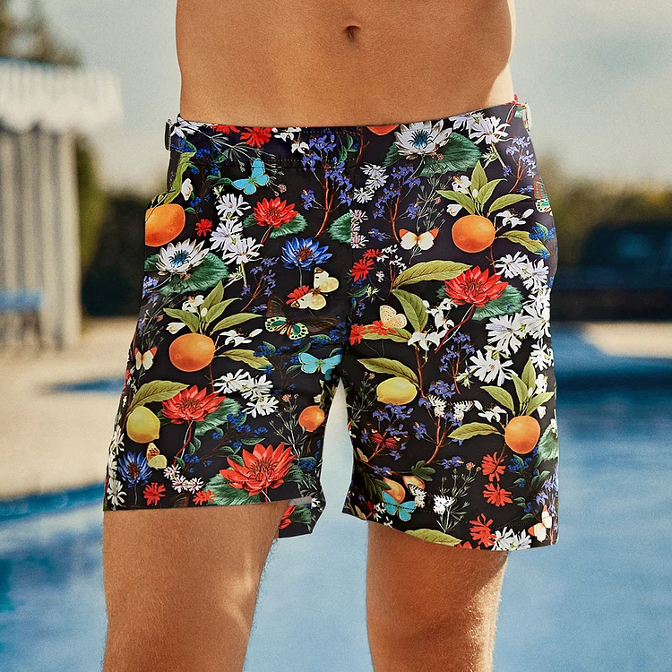 Men's Casual Fruit Floral Print Shorts Casual Holiday Beach Shorts