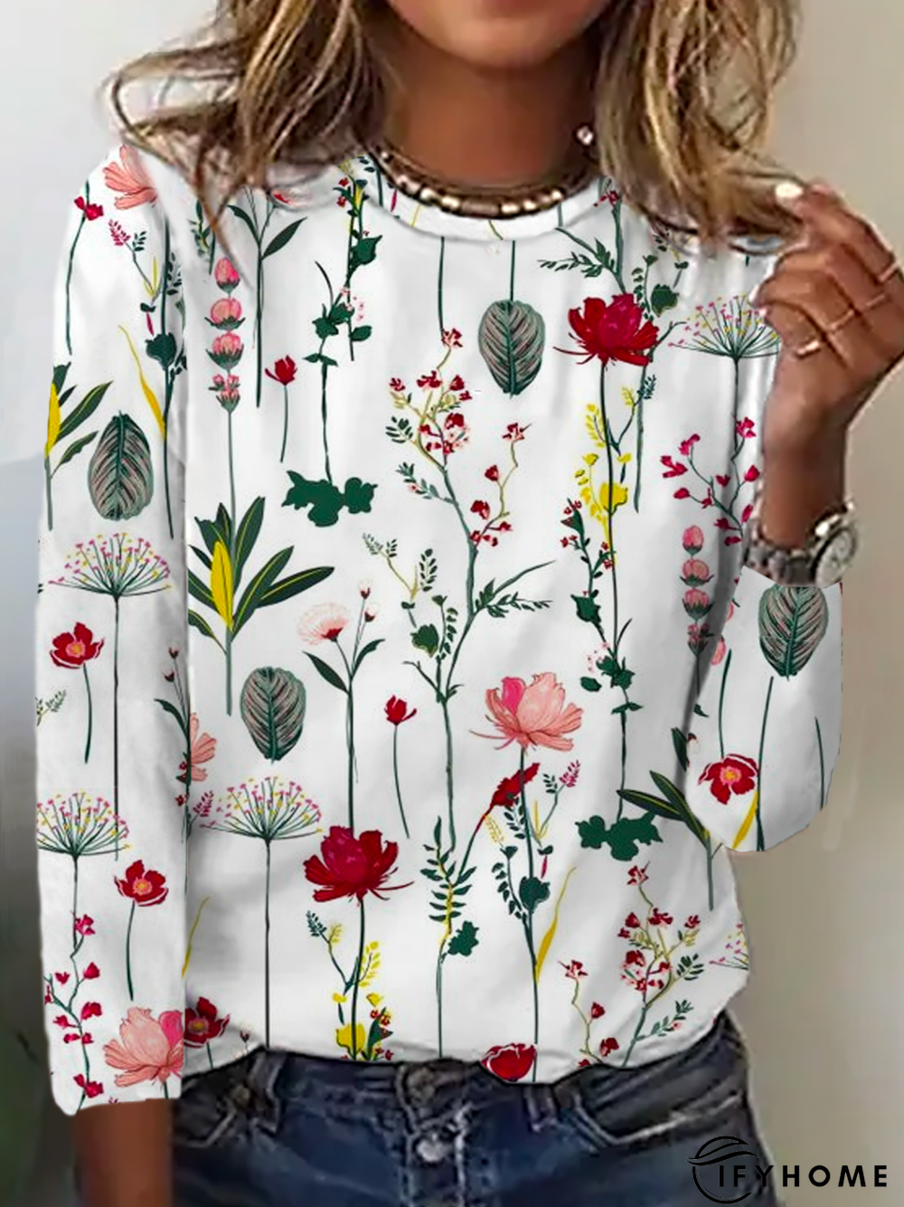 Floral Casual Long Sleeve T-Shirt | IFYHOME