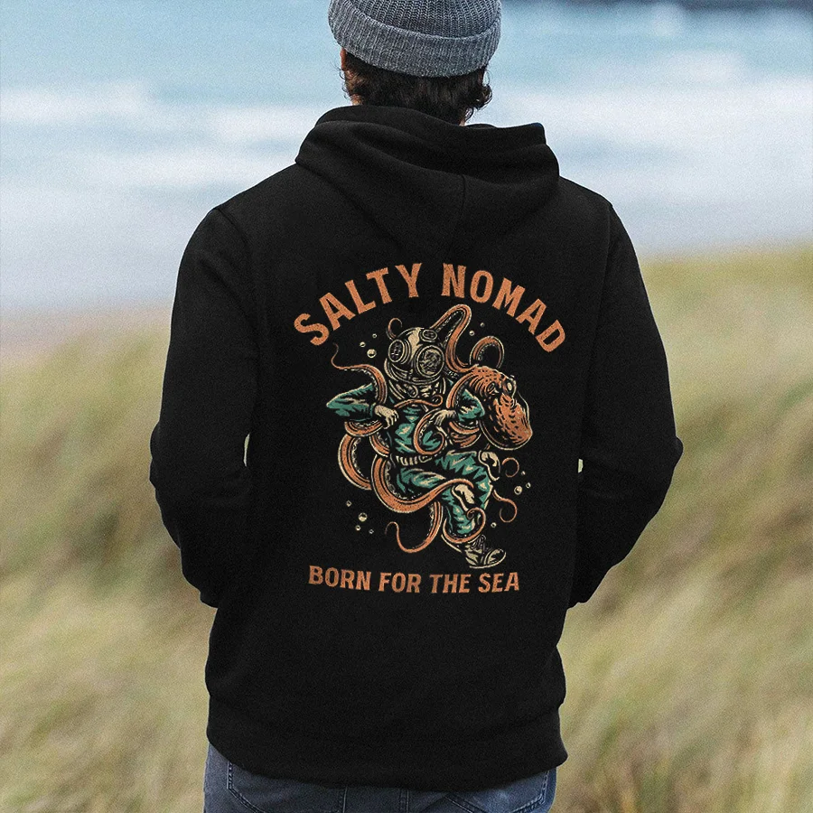 Salty Nomad, Born For The Sea Printed Men's Hoodie