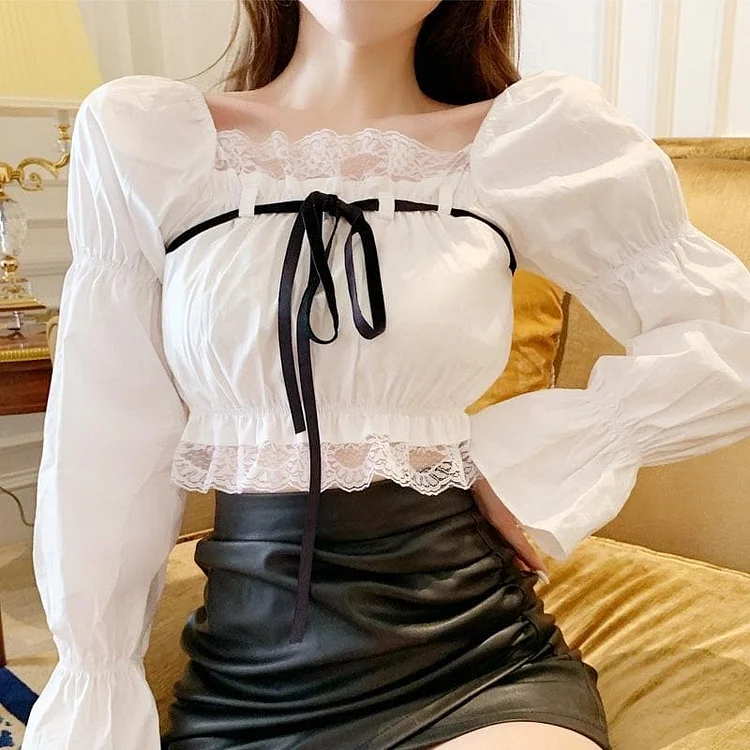 Fairy Off-Shoulder Lace Shirt SP14402