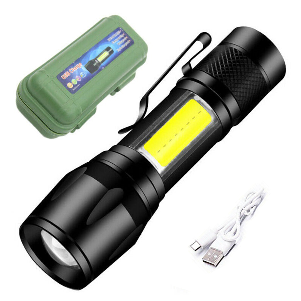 XPE+COB LED Flashlight USB Rechargeable IPX4 3 Modes Emergency Torch Light, 501 Original
XPE+COB LED Flashlight USB Rechargeable IPX4 3 Modes Emergency Torch Light, 501 Original