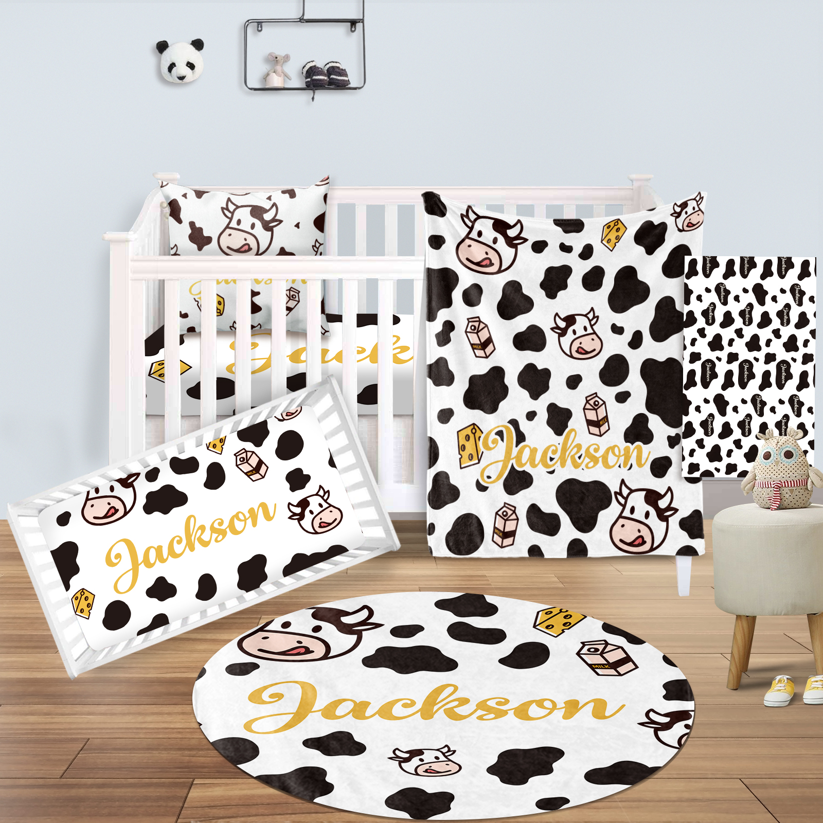 Personalized Cow Crib Bedding SetSet129