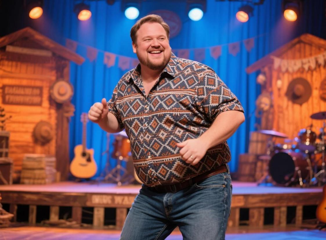A man playing at the country concert in big and tall Western shirts