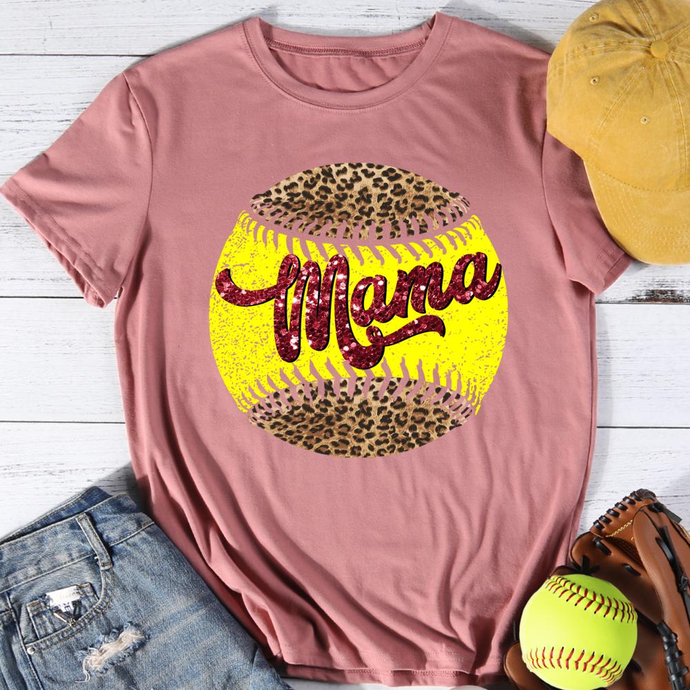 Softball Mom Round Neck T-shirt-0025064-Guru-buzz