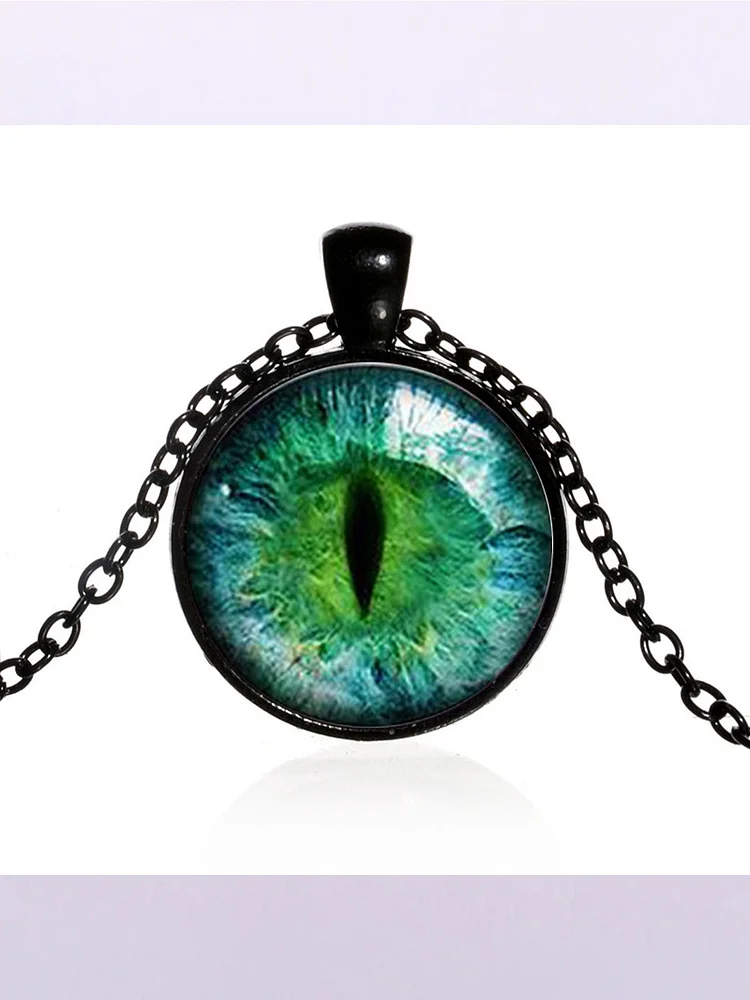 Colorful pupil eyes time gem necklace