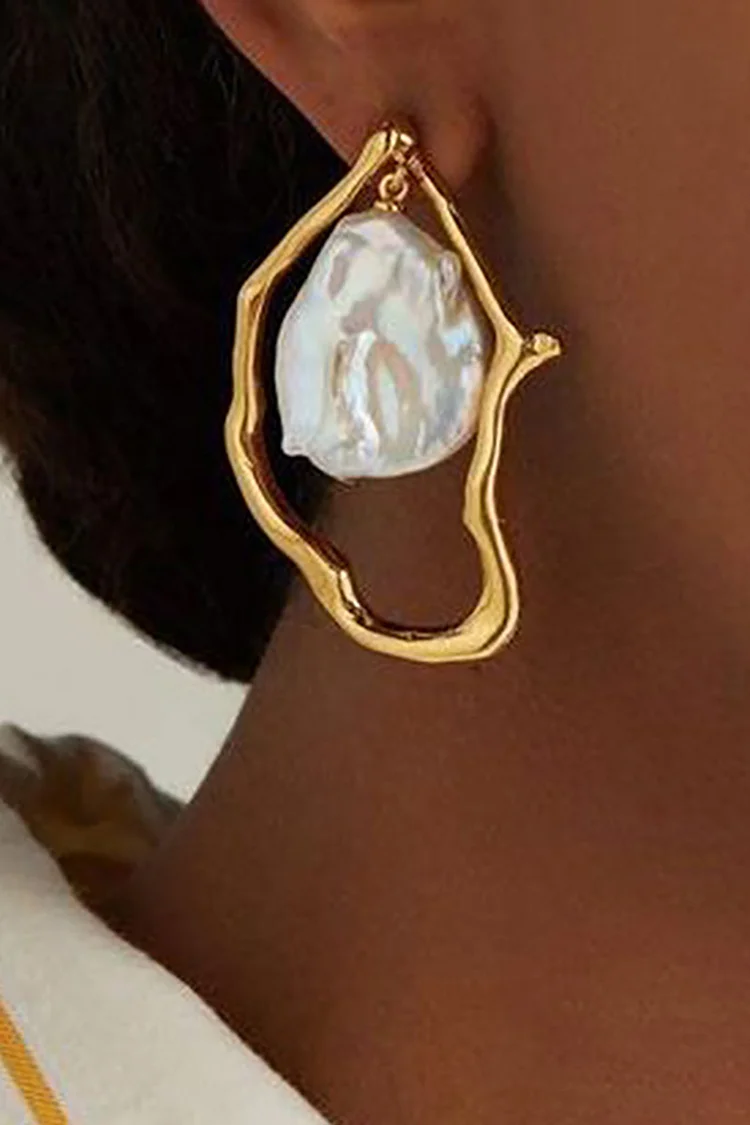 Baroque Irregular Pearls Geometric Drop-Shaped Dangle Earrings