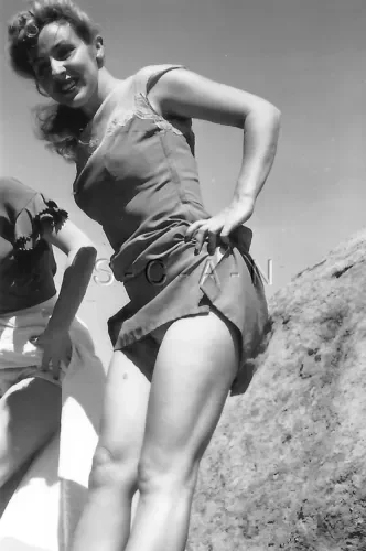 pornhint Pornhint 1940s-60s (4 x 6) Repro Risque Pinup RP- Blond Lifts Skirts- Shows Panties Art