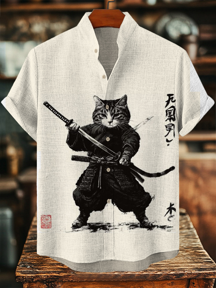 【SCENERITY】cat print short sleeve t-shirt Animal Cat Print Men's T-shirt Harajuku Cute Loose Short