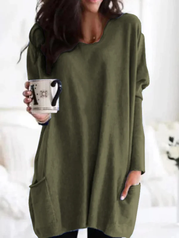 Casual Roomy Split-Joint Round-Neck T-Shirt Top