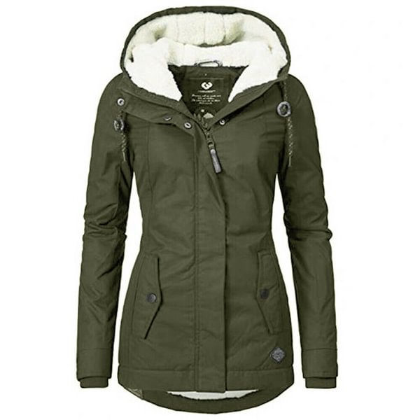 Womens Fur Lined Parka Jacket Coat Ladies Hooded Outwear Winter Warm Overcoat