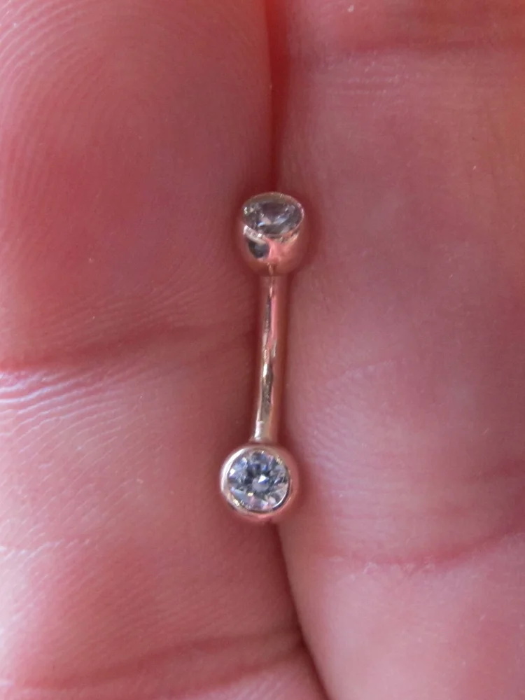 pornhint Pornhint 14kt Solid Rose Gold Genital,Clit Hood Piercing,Cristina piercing,Belly ring Double Clear Cz's Curved Barbell..14g..8mm..Internally Threaded leather body harnesses for women