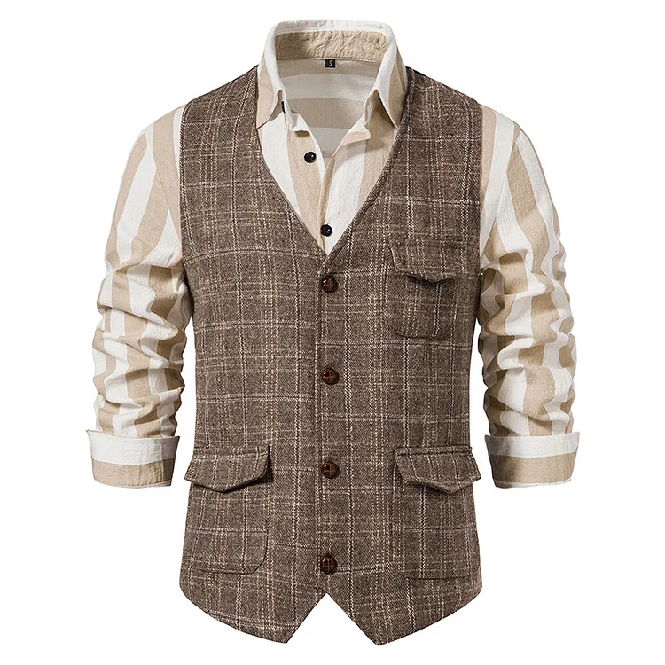 TIMSMEN Vintage Men's Suit Tweed Vest