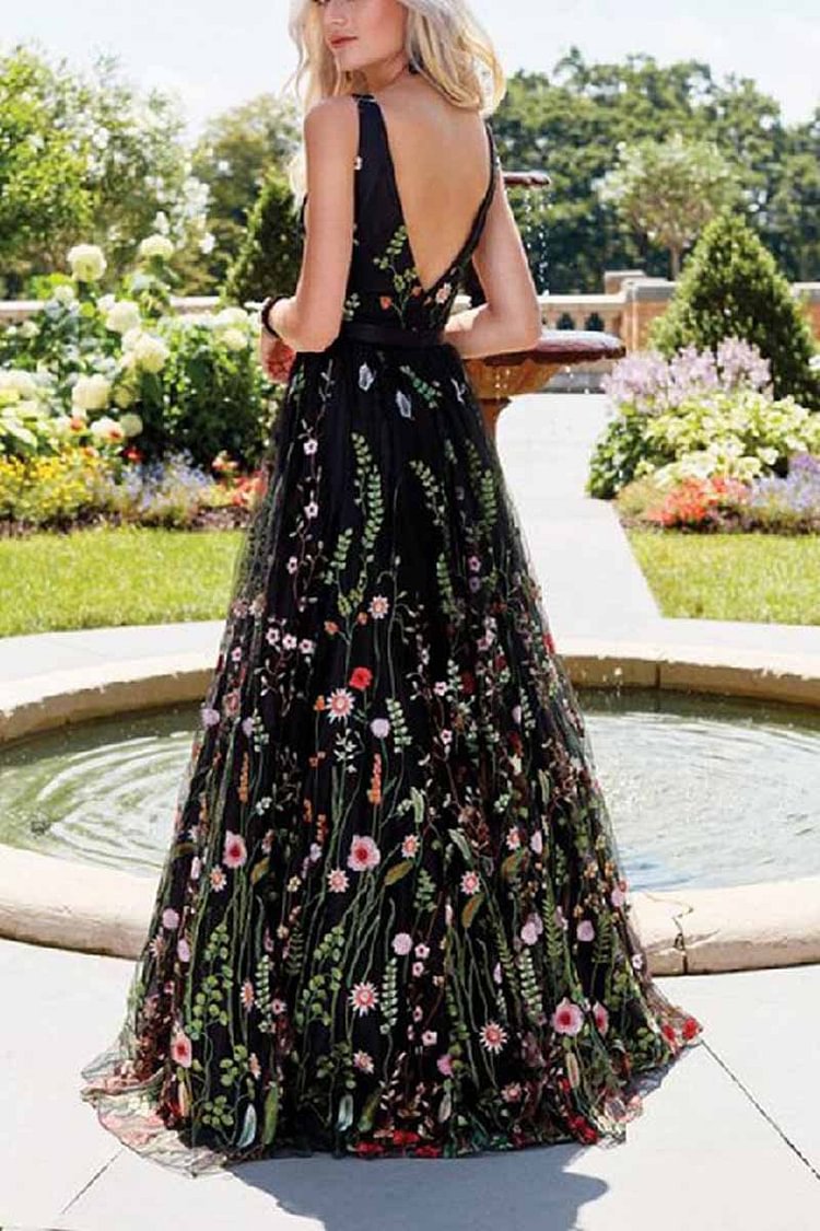 Deep V Neck Sexy Maxi Dress